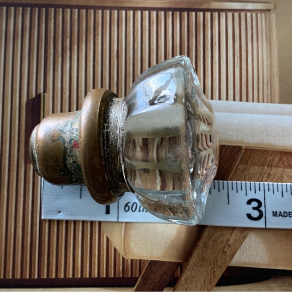 Vintage Glass Brass Doorknob - Picture 7 of 13